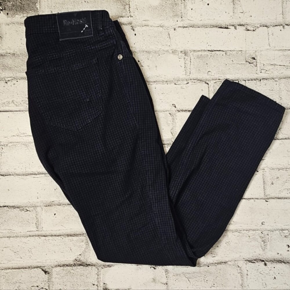 Re Hash Blue Checkered Pants Mens 40x32 Casual Straight Leg Trousers